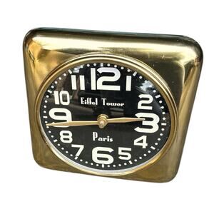 Mid Century Modern MCM Style Retro Gold Chrome Bubble Clock Eiffel Tower Paris